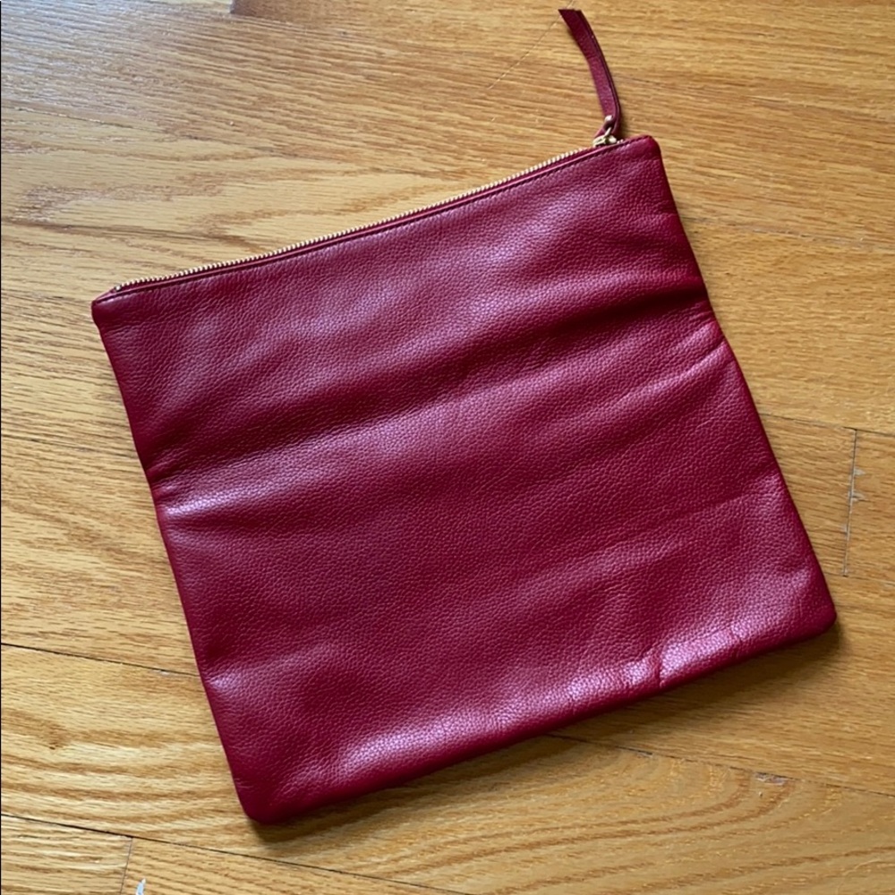 Banana Republic Red Leather Folded Clutch NWOT - Picture 2 of 5
